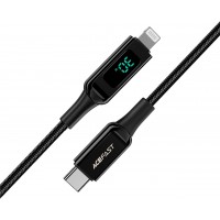 ACEFAST  USB-C to Lightning zinc alloy digital display braided charging1.2m/3.9ft  data cable BLACK
