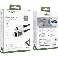 ACEFAST  USB-C to Lightning zinc alloy digital display braided charging1.2m/3.9ft  data cable silver