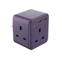 Momax ONEPLUG 3-Outlet Cube Extension Socket With 2*USB & 1* TYP-C Space Grey