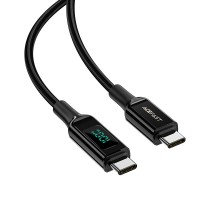 ACEFAST  USB-C to USB-C 100W zinc alloy digital display braided charging data cable 2.0m/6.5ft black