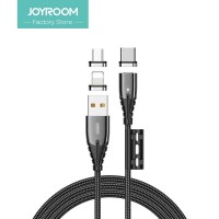 joyroom magnetic series apple data cable 1.2m lightning+micro+type-c black