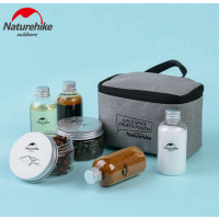 Naturehike 6pcs Outdoor Camping Tableware Storage Container Seasoning Bottles Cans With A Bag For BBQ Portable Picnic gray