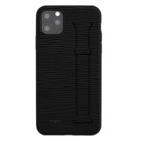 Kajsa Genuine Leather Wave Pattern Strap iPhone 11 Pro Max case Black