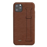 Kajsa Genuine Leather Wave Pattern Strap iPhone 11 Pro case Brown