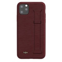 Kajsa Genuine Leather Pearl Pattern Strap iPhone 11 Pro case Burgundy