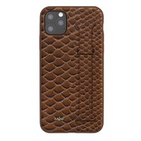 Kajsa Genuine Leather Pearl Pattern Strap iPhone 11 Pro case Brown