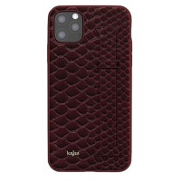 Kajsa Genuine Leather Pearl Pattern Strap iPhone 11 Pro Max case Burgundy