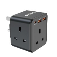 wewe socket chager 3 plug 3250w 2 usb 1typ-c pd black 