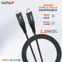 WEWE TYPE-C TO LIGHTING 1.2M 30W MAX LED CABLE BLACK