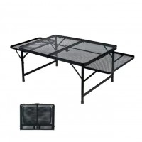  HISPEED camping height adjustable black folding table steel+aluminum Unfold size: 135(90+22.5*2)cm*57cm*4 2/55cm