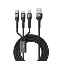 Phone Planet USB-A TO 3 IN 1 CABLE BLACK