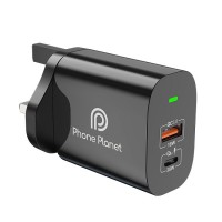 Phone Planet WALL CHARGER 38W BLACK 2 PORT