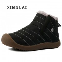 NEW Classic Winter With Plush Cotton Large Size Warm Waterproof Design Black Gray Snow Boots XL 42
