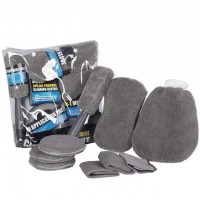 9 PCS MICROFIBRE CAR CLEANING KIT Gray