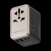 MOMAX 1-World 70W GaN 5 ports + AC Travel Adapter (Titanium)