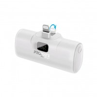 PROMATE FAST CHARGING POWERBANK IN-BUILT LIGHTNING CONNECTOR 5000MAH WHITE (10617)