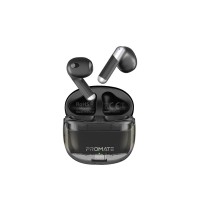 PROMATE High definition transparent TWS Wireless Ear buds  intellitouch black(10692)