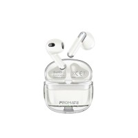 PROMATE High definition transparent TWS Wireless Ear buds  intellitouch white(10693)