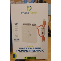 NEW Phone planet mini fast charging 10000 Mah power bank with type-c & lighting cable(112146)