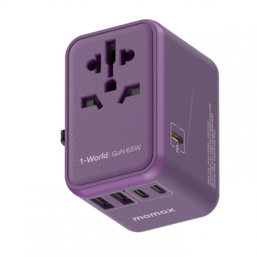 Momax 1-World 65W GaN Travel Adaptor - Purple