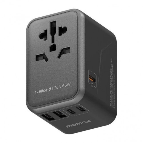 Momax 1-World 65W GaN Travel Adaptor - Grey