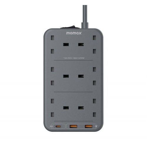 Momax One Plug PD 20W 6-Outlet Power Strip - Grey