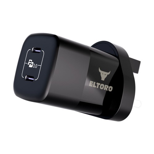 Eltoro Power Plug 35w Home Charger PD 3.0 GaN with 2 Ports 2 USB-C - Black