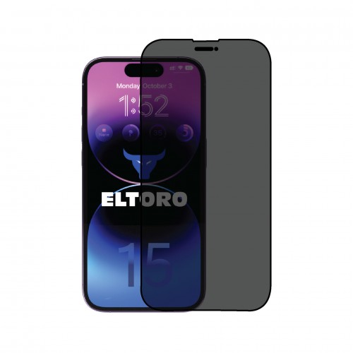 Eltoro Double Strong CF Screen Protector for iPhone 15 - 6.1 - PRIVACY with black frame