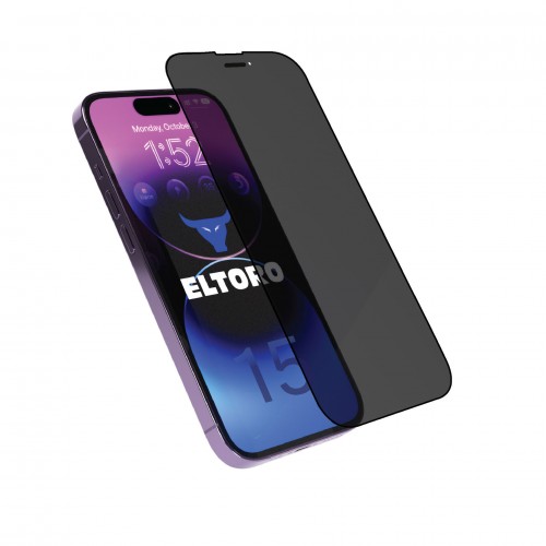 Eltoro Double Strong CF Screen Protector for iPhone 15 PRO - 6.1 - PRIVACY with black frame