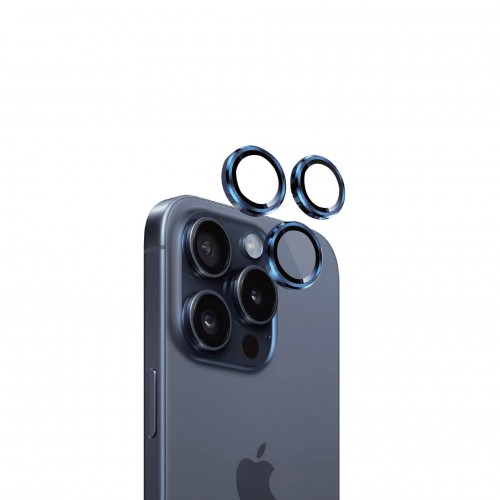 Eltoro Individual Ar Metal Rings Camera Lens Protector for iPhone 15 Pro/15 Pro Max - Blue