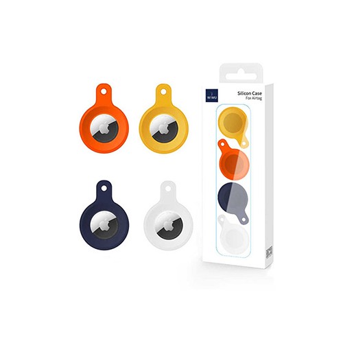 WiWU 4 in 1 Silicon Pack for Airtag Orange,black, white , yellow