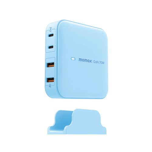 Momax ONE PLUG PD70W GaN 4-Port Desktop Charger (UK) blue