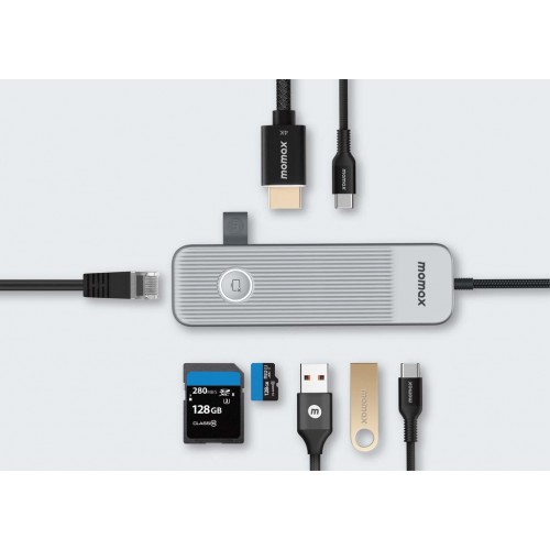 One Link 8 in 1 multi-function USB-C hub (Titanium)