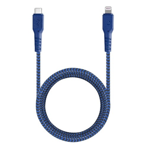 Energea FiberTough USB C to Lightning Cable 1.5m Blue