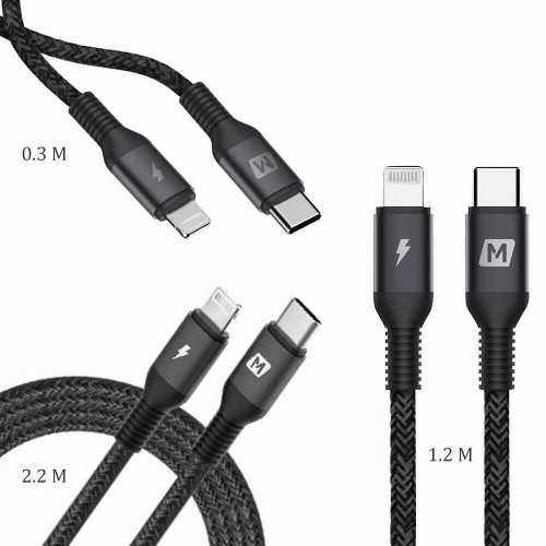 MOMAX Elite Link 3 in 1 Premium pack  ( lightning to Type-C cable) Black