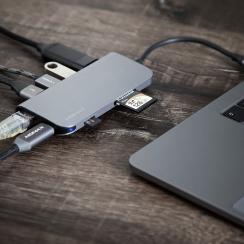 MOMAX ONELINK 8-in-1 Type-C Hub-Grey (upgrade)