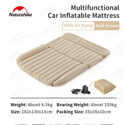 Naturehike Car Air Inflatable Air Mattress Sleeping Bed Pad Mat Universal For Sedan SUV Van Pump