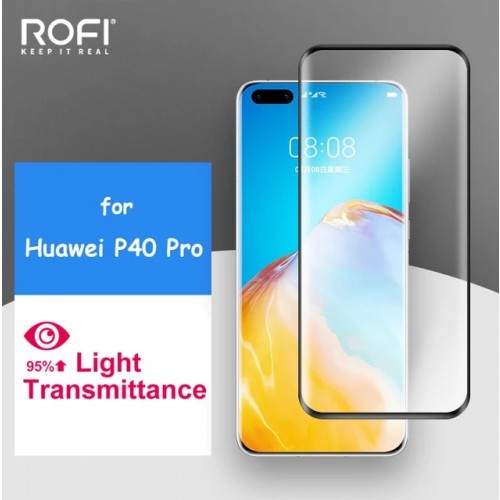 ROFI. 2.5D Full Cover Glass (2in1) P40 Pro (Full Glue) Black 