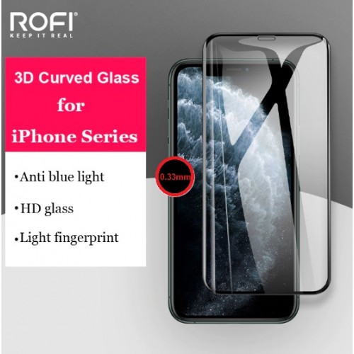 ROFI. 2.5D Full Cover  Glass Anti Blue Light (2in1) iPhone XS MAX/11 Pro Max Black 