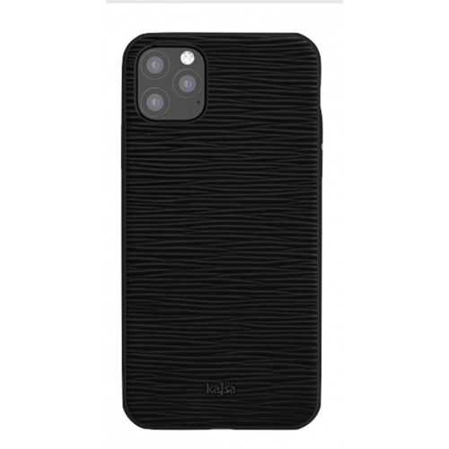 Kajsa Genuine Leather Wave Pattern iPhone 11 case Black