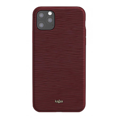 Kajsa Genuine Leather Wave Pattern iPhone 11 Pro case Burgundy