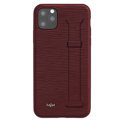 Kajsa Genuine Leather Pearl Pattern Strap iPhone 11 Pro case Burgundy