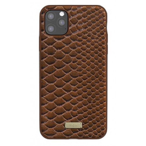 Kajsa Genuine Leather Pearl Pattern iPhone 11 Pro Max case Brown
