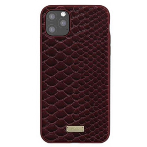 Kajsa Genuine Leather Pearl Pattern iPhone 11 Pro Max case Burgundy