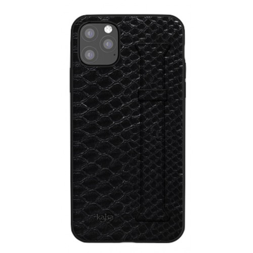 Kajsa Genuine Leather Pearl Pattern Strap iPhone 11 Pro case Black