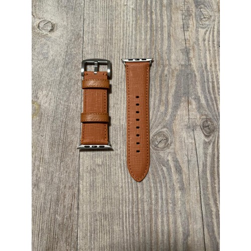 Kajsa Genuine Leather Saffiano Pattern Watch Band for Apple - 42/44 mm Brown