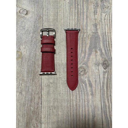 Kajsa Genuine Leather Saffiano Pattern Watch Band for Apple - 42/44 mm Burgundy