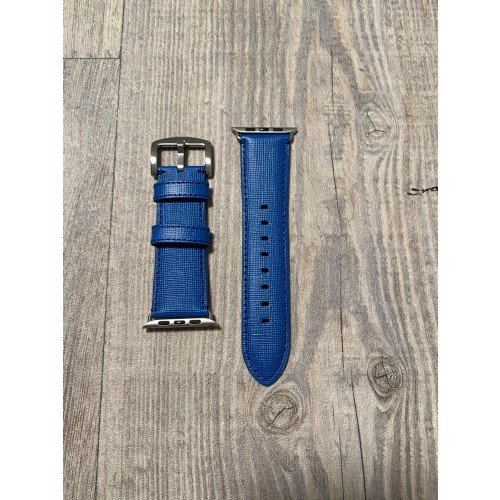 Kajsa Genuine Leather Saffiano Pattern Watch Band for Apple - 42/44 mm Blue