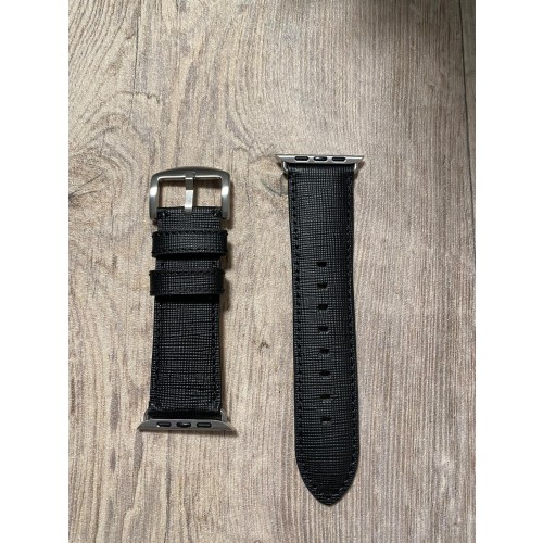 Kajsa Genuine Leather Saffiano Pattern Watch Band for Apple - 42/44 mm Black