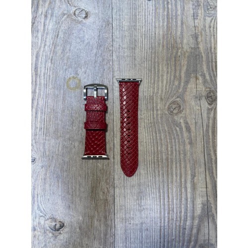 Kajsa Genuine Leather Pearl Pattern Watch Band for Apple - 42/44 mm Burgundy